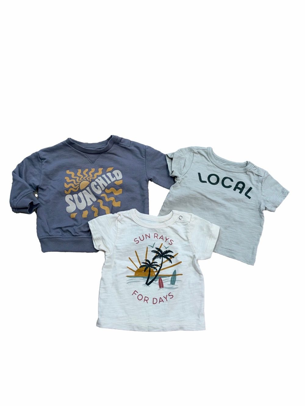 Little Co. Size 3 Months Sunchild, Sun Rays, Local Tee Sweatshirt Organic Bundle
